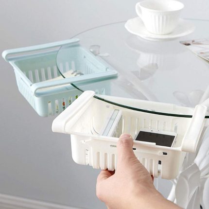 Plastic Kitchen Refrigerator Storage Rack Fridge Shelf Holder Pull out Drawer Organizer Space Saver-1Pcs