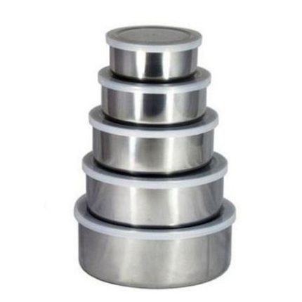 5 pieces Stainless steel containers set (Silver Colour)